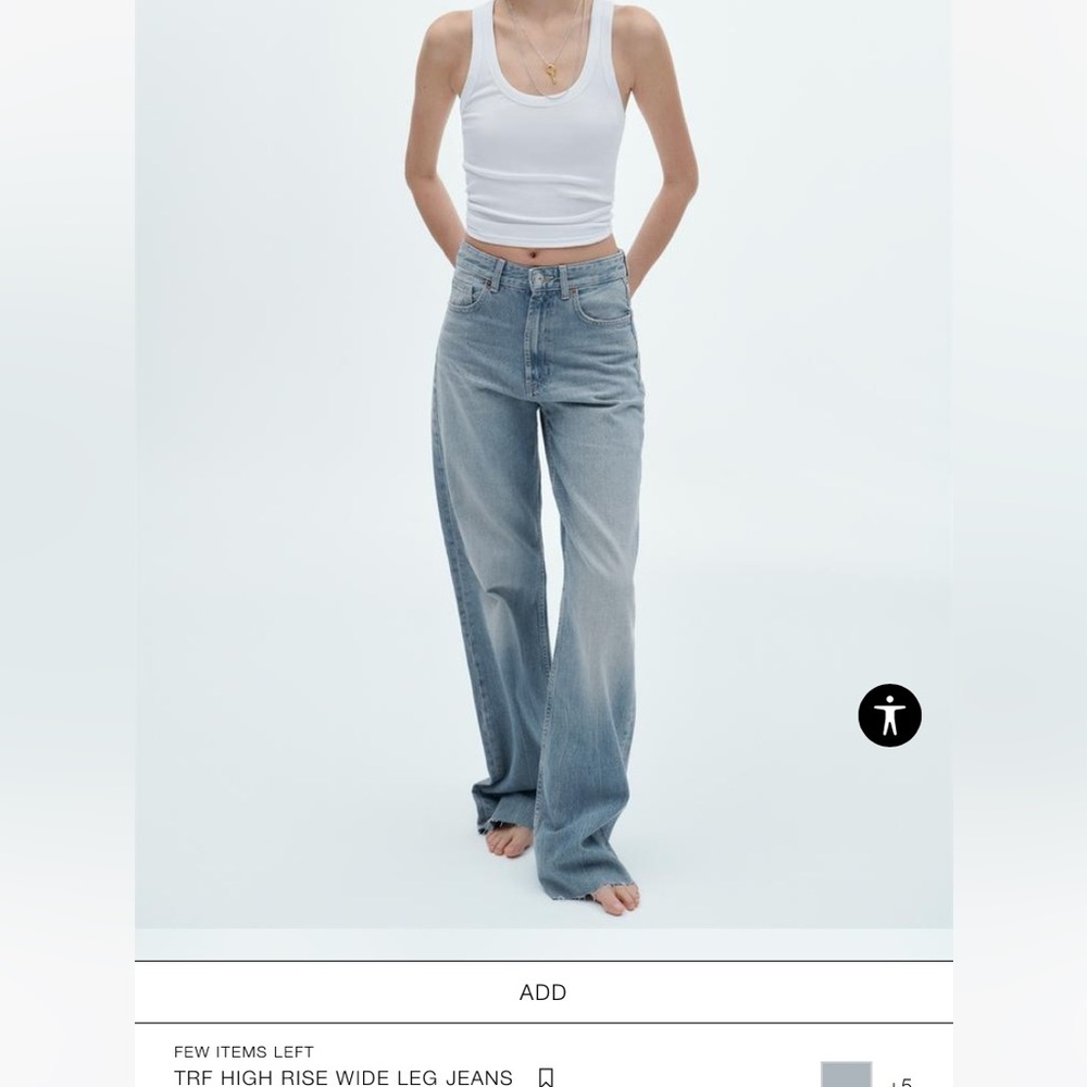 Zara TRF High Rise Wide Leg Jeans